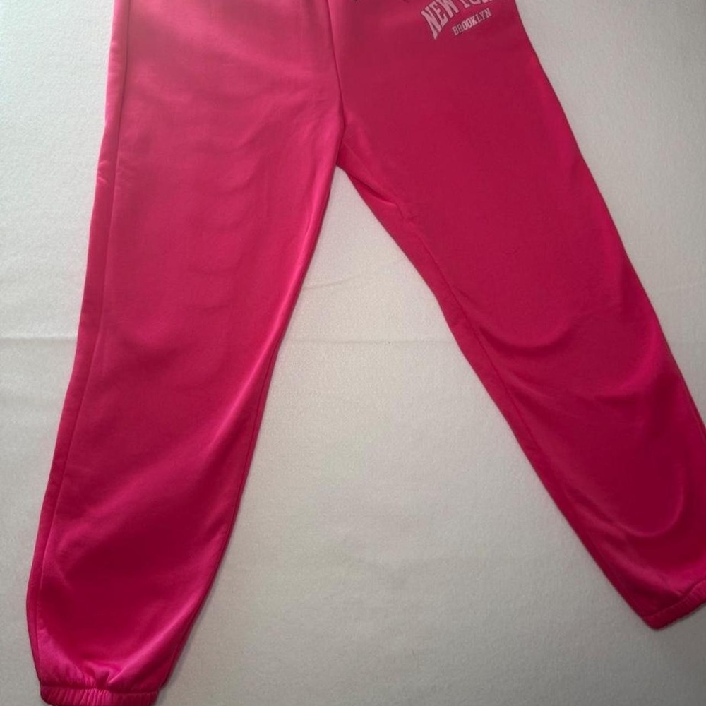 New York Brooklyn Hot Pink Sweatpants Womens Joggers Drawstring Athleisure